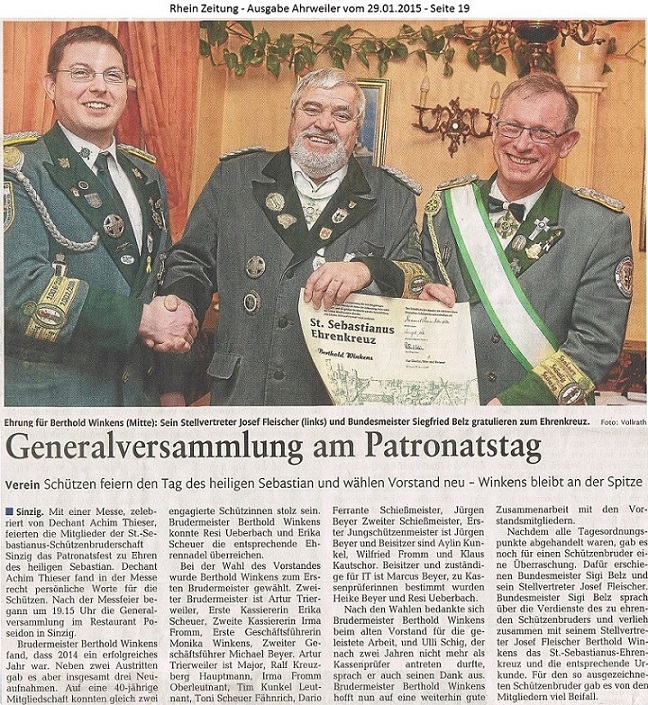 Rhein Zeitung vom 29.01.2015