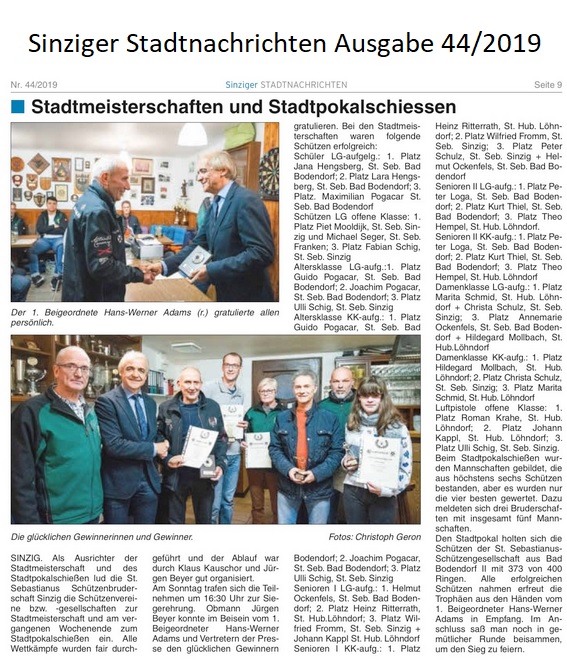Sinziger Stadtnachrichten 44/2019